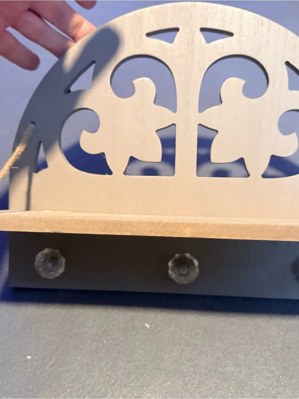 Decorative Wall Shelf with Cutout Design in Beige